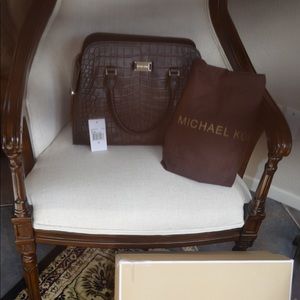 MICHAEL KORS GIA CROCODILE LEATHER SATCHEL HANDBAG